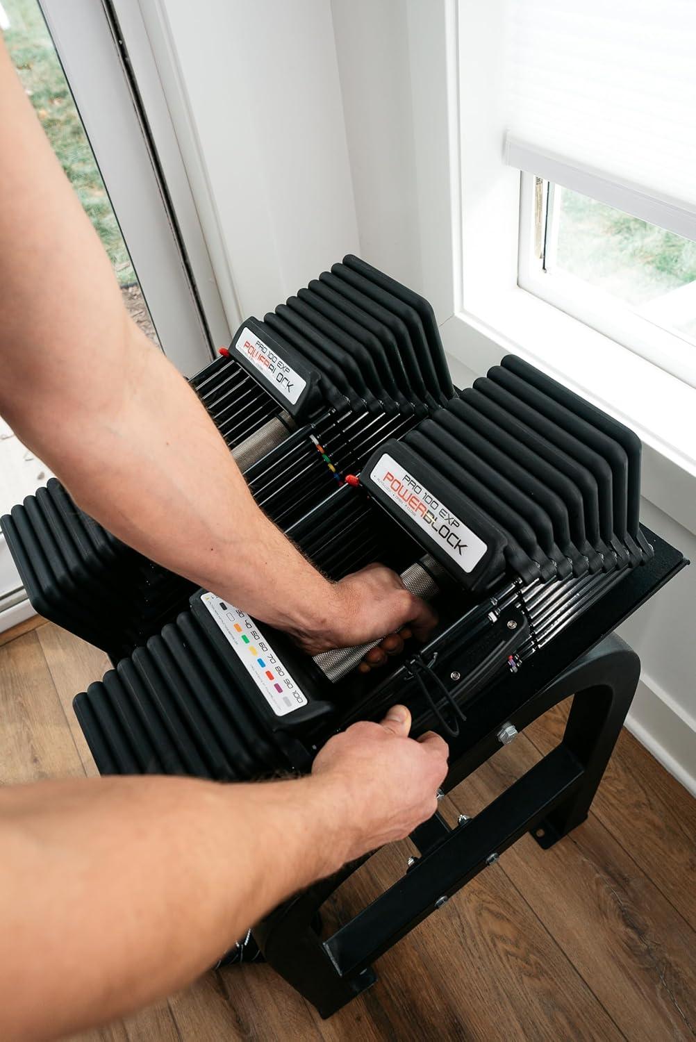 imagePowerBlock Pro 100 Adjustable Dumbbell Sold As A Single Unit 5100 lb Dumbbell Durable Steel Build Innovative Workout Equipment Strength Training