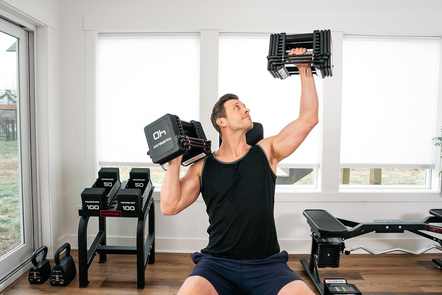 imagePowerBlock Pro 100 Adjustable Dumbbell Sold As A Single Unit 5100 lb Dumbbell Durable Steel Build Innovative Workout Equipment Strength Training