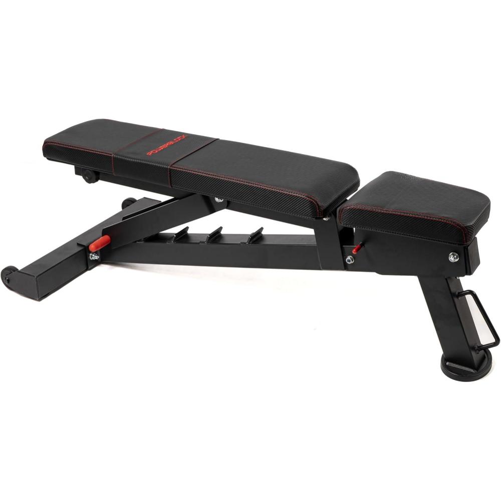 imagePowerBench 20 Adjustable Weight Bench 7 Positions Builtin Wheels amp Handle Innovative Equipment for Home amp Commercial Gyms Versatile Workout Bench