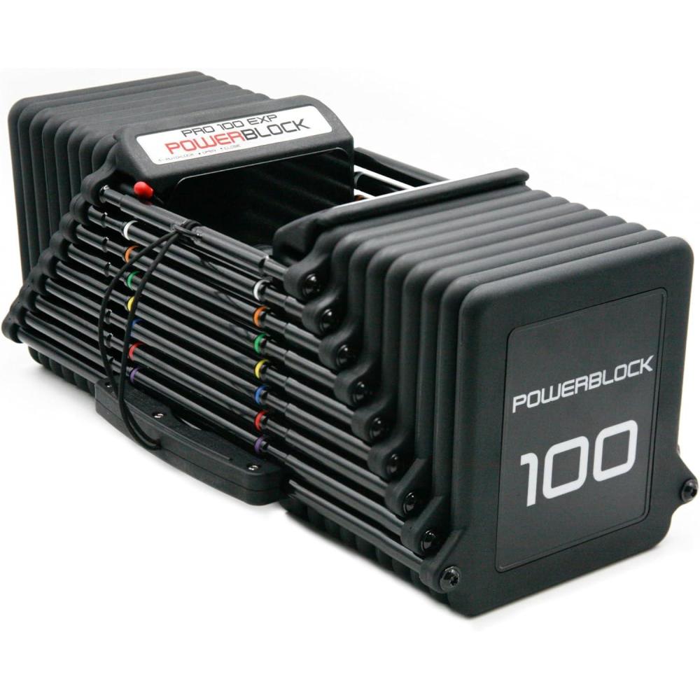 imagePowerBlock Pro 100 Adjustable Dumbbell Sold As A Single Unit 5100 lb Dumbbell  Durable Steel Build Innovative Workout Equipment Strength Training