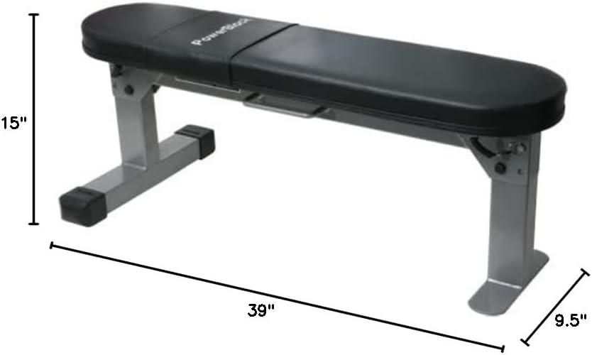 imagePOWERBLOCK Travel Bench Workout Bench Folds Up for Easy Storage Innovative Workout Equipment Home amp Commercial Gyms Comfortable High Density Foam Upholstery Silver