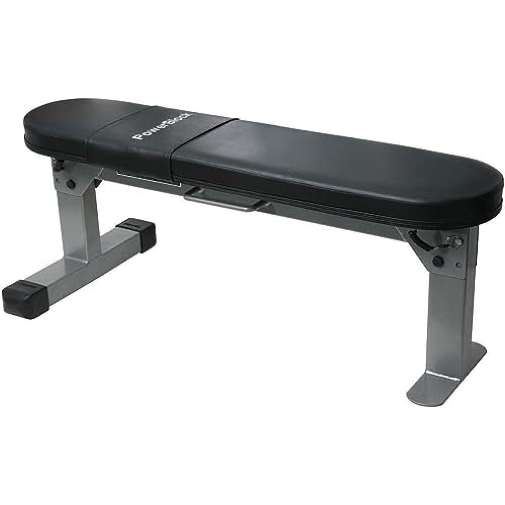 imagePOWERBLOCK Travel Bench Workout Bench Folds Up for Easy Storage Innovative Workout Equipment Home amp Commercial Gyms Comfortable High Density Foam Upholstery Silver